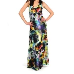 Ted Baker Multicolor Tie Dye Maxi Dress Size 1 US 4 Vibrant Statement